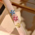 Adjustable Chain Flower Crystal Rings Four Color Styles view 4