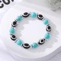 Silver Tone Turquoise Color Bead Evil Eye Stretch Bracelets view 2