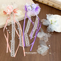 Lace Rose Duckbill Hair Clips Ribbon Pearls Three Styles view 2