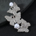 Rhinestone Triple Butterfly Cluster Pendant With Faux Pearl view 6