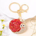 Rhinestone Enamel Snail Keychain Gold Tone Ring Lobster Clasp view 9
