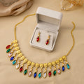 Gold Filigree Teardrop Necklace Earring Sets Four Colors view 6