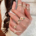 Gold Open Rings Pearl Heart Flower Double Band Styles view 2