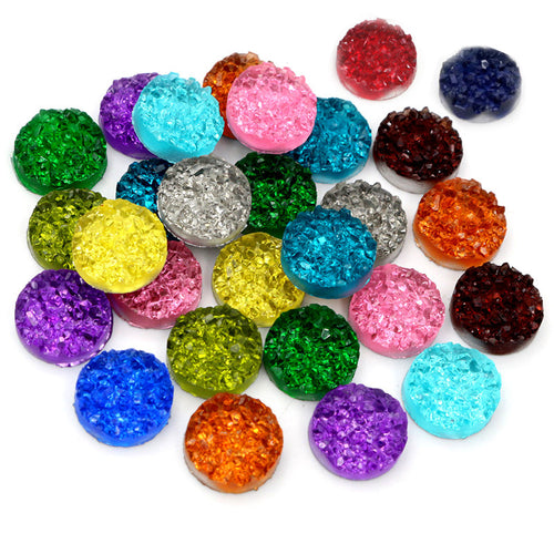 Round Resin Crystal Cluster Flatback Cabochons in 38 Variations — close-up product view
