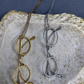 Metal Eyeglasses Pendant Long Necklace Silver or Gold view 2