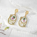 Gold Vintage Frame Dried Flower Resin Drop Earrings Four Styles view 4