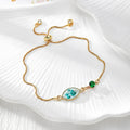 Gold Tone Pressed Flower Crystal Slider Bracelets in Nine Designs view 10