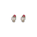 Gold Tone Rose Crown Skull Clear Stone Small Stud Earrings view 5