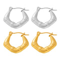 Bamboo Texture U Hoop Earrings Titanium Steel Geometric Pair view 5