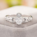 Crowned Heart Claddagh Ring In Three Center Stone Colors view 6