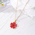 Gold Chain Five-Petal Enamel Flower Pendant Necklace 3 Colors view 6
