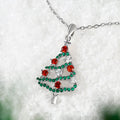 White Gold Christmas Tree Pendant Necklace Color Stones view 2