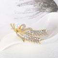 Gold Tone Silver Tone Wheat Crystal Pearl Look Metal Brooch Pin view 4
