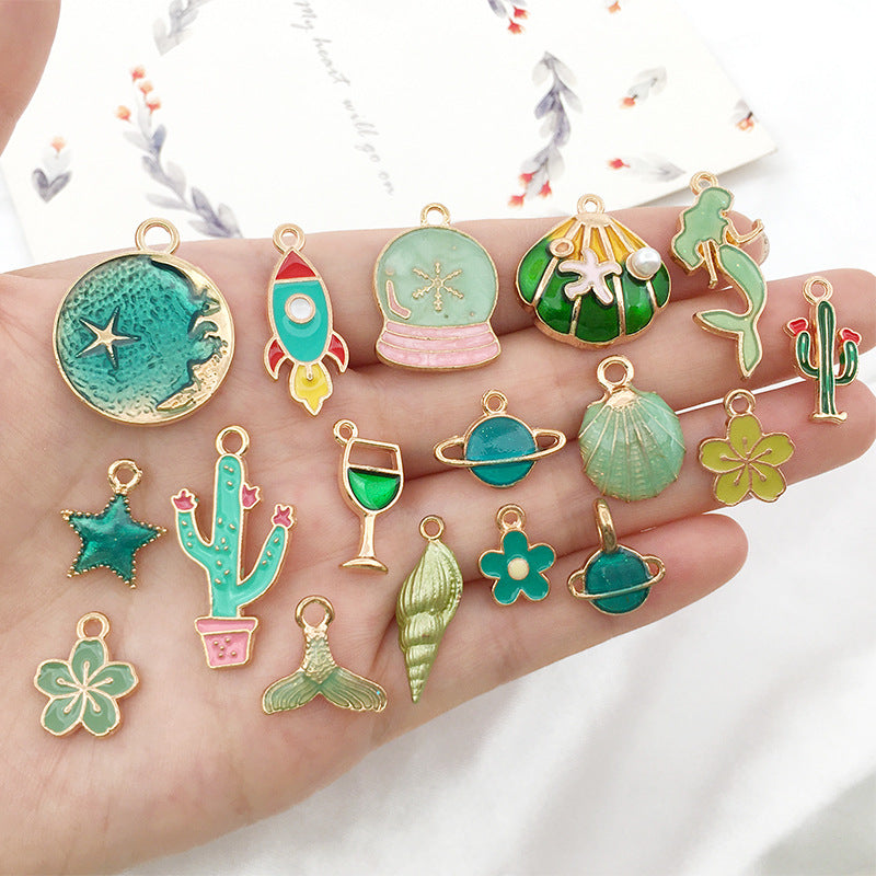 Green Enamel Zinc Alloy Star Mermaid Charm Pendants for DIY Bracelet Necklace Keychain
