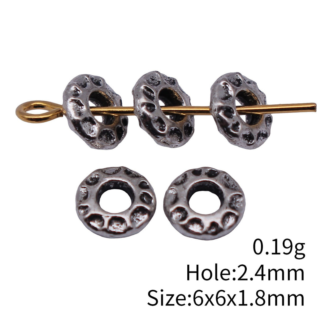 6x6x1.8mm 0.19g Antique Silver Zinc Alloy Hammered Round Ring Spacer Beads for Bracelet Making