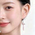 Silver-Tone Pearl Pink Teardrop Cluster Hook Earrings view 2