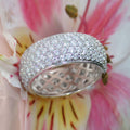 White Gold Tone Full Pave Crystal Dome Band Ring Sizes 6-10 view 2