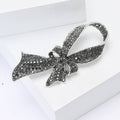 Black Crystal Ribbon Bow Brooch Decorative Clothing Pin view 3