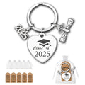 Silver Graduate Heart Class Keychain Diploma Cap Charms view 1