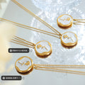 White Enamel Rose Round Disc Pendant Necklace Gold Or Steel view 2