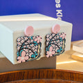 Acrylic Floral Scalloped Drop Earrings Three Print Designs view 2