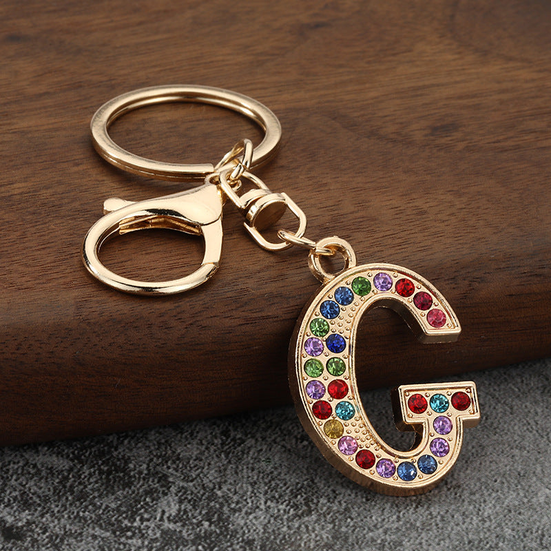 Colorful Rhinestone Letter Keychain Alphabet Bag Charm for Initials