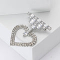 Crystal Open Heart Drop Brooch in Silver or Gold Tone view 3
