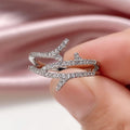 Silver Tone Layered Branch Ring With Pavé Clear Stones view 4