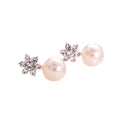 Clear Snowflake Cluster and Pearl Look Ball Earrings view 5