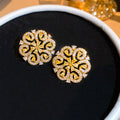 Swirl Flower Stud Earrings in Gold and Silver Tones view 6