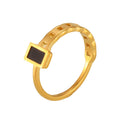Stainless Steel Square Black Fritillary Open Rings Gold Steel view 5