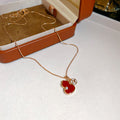 Red Gourd Pendant Necklace with Clear Crystal Accent view 6