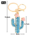 Rhinestone Cactus Flower Keychain Metal Plant Bag Charm view 4