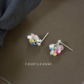 Multicolor Crystal Disc Cluster Tassel Stud Earrings view 4