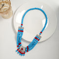 Multi Strand Bead Necklace Silver Filigree Turquoise Red view 6