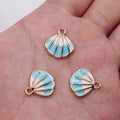Gold Tone Ridged Seashell Enamel Charms in Three Colors view 6