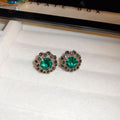 Green Crystal Flower Necklace Bracelet Stud Earrings Pieces view 3