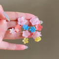 Colorful Resin Flower Long Dangle Stud Earrings With Polished Metal Details view 6