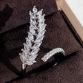 Wheat Ear Marquise CZ Open Adjustable Ring Three Tones view 1