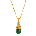 Gold Malachite Teardrop Badminton Shuttlecock Pendant Necklace view 5