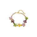 Flower Zircon Bracelet and Open Ring Gold Silver Tones view 5