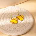 Nine Yellow Softball Heart Bow and Ball Novelty Earrings view 6