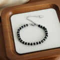 Black Faceted Cube Bead Bracelet with Silver Spacers Extension view 3