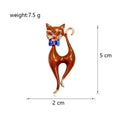 Red Gold Tone Cat Enamel Two Designs Metal Brooch Pin view 2