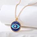 Gold and Silver Tone Blue Enamel Evil Eye Pendant Necklaces view 3