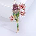 Enamel Parrot Flower Branch Brooch Blue Green Two Styles view 7