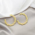 Gold and Silver Braided Chain Open C Hoop Stud Earrings view 4