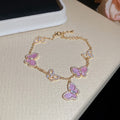Gold Crystal Butterfly Charm Bracelets Four Pastel Colors view 6