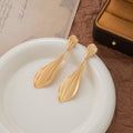 Ribbed Gold Tone Geometric Extra Long Dangle Stud Earrings view 2
