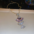 Fan Crystal Necklace Or Earrings In Purple Pink Or Green view 6